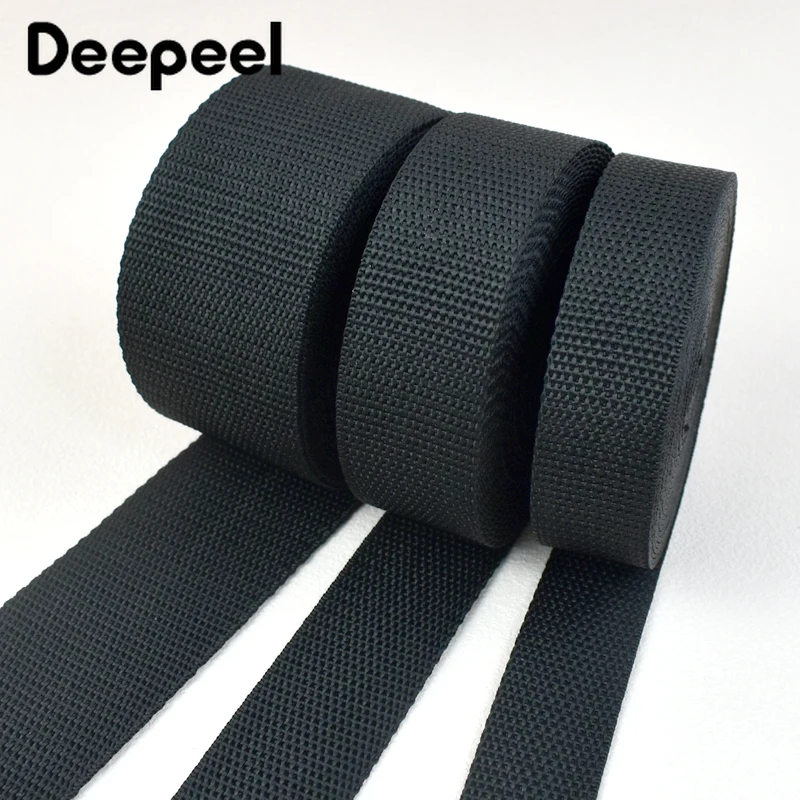 10 metri Deepeel 20-100mm fettuccia in Nylon nero nastro spesso 1.3mm cinghia per bagagli cintura di sicurezza vestiti zaino accessori per cucire