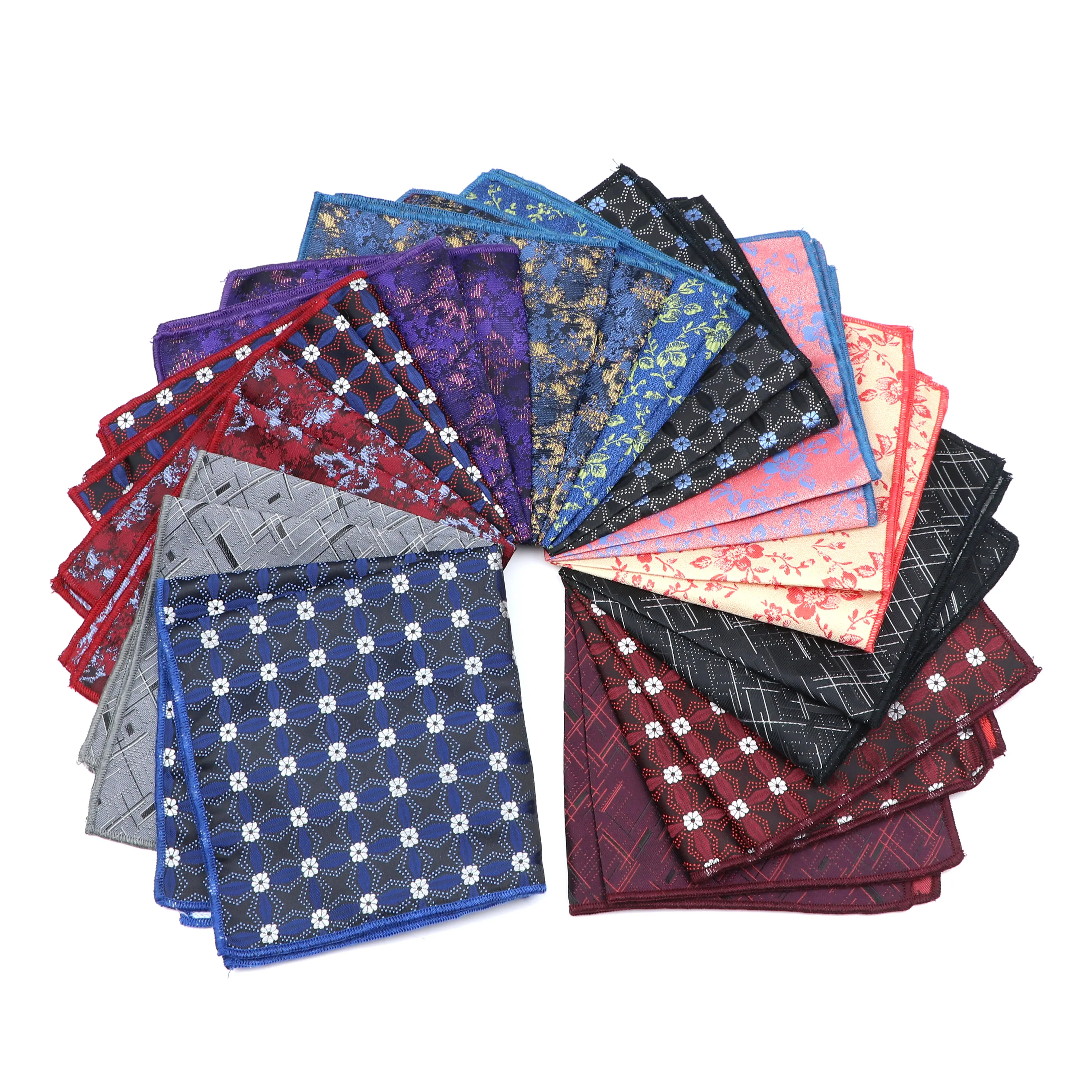 Fashion Polyester Floral Hankerchief Scarves Vintage Hankies Men's Pocket Square Handkerchiefs Wedding Party Suit Accessories