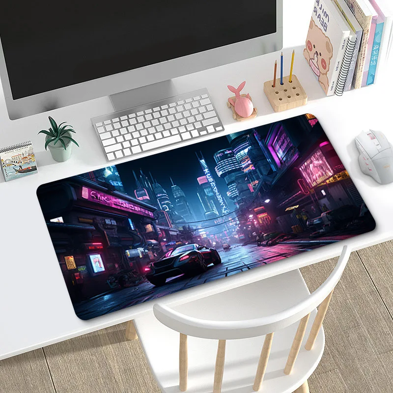 Oversized creative thickened gaming keyboard desk mat stitched edged natural rubber anti slip mouse pad cool car series design