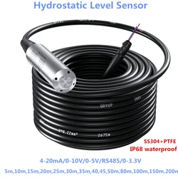 12-24VDC Hydrostatic water Pressure Level Sensor 5m 10m 15m 20m 100m 4-20ma RS485 0-3.3V signal output liquid level transmitter