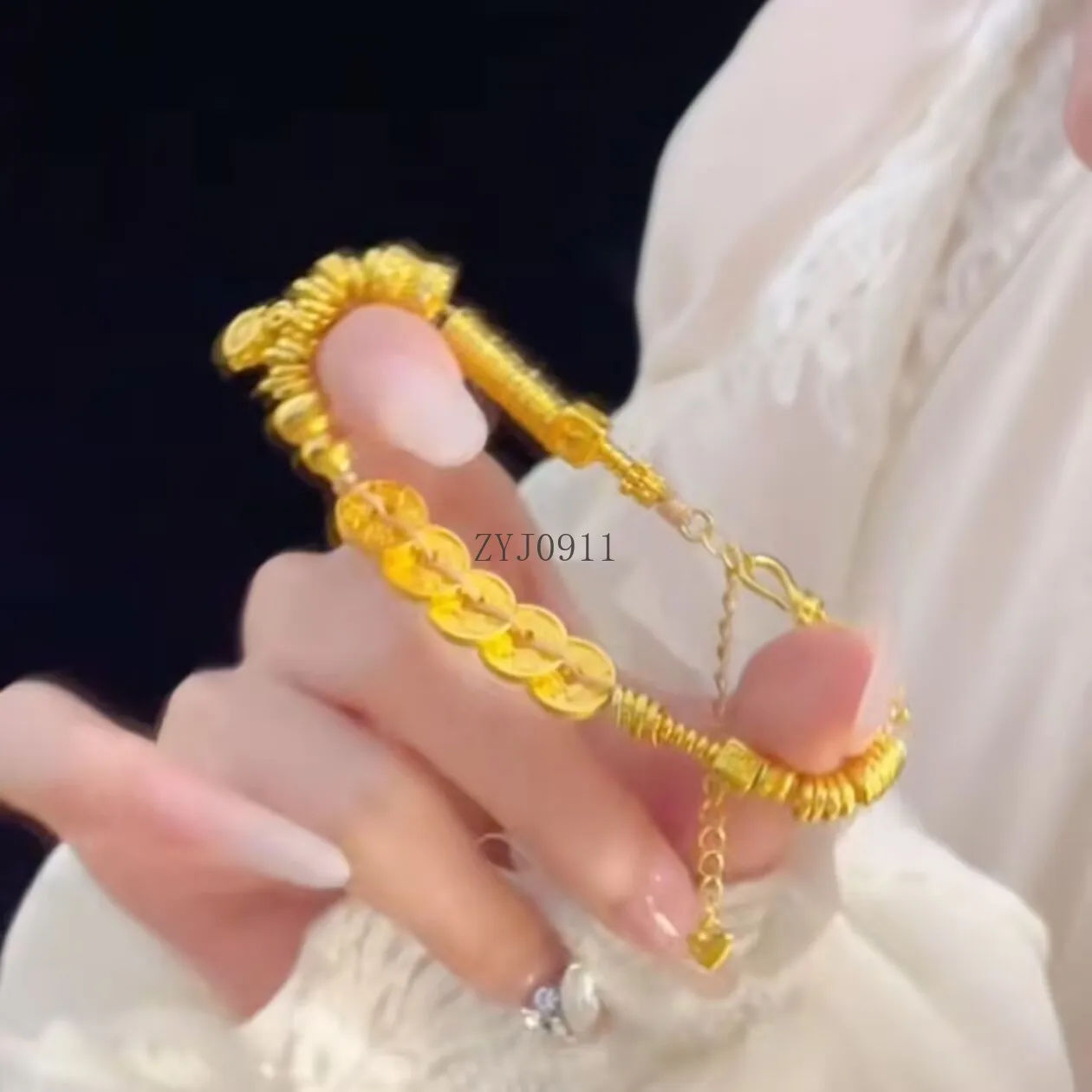 New Chinese-style golden five emperors money gourd bracelet women's light luxury temperament versatile bracelet