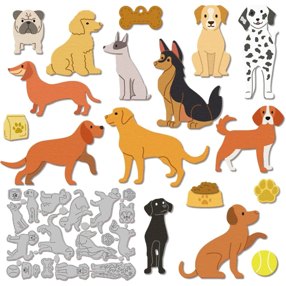 Schneideformen aus Kohlenstoffstahl mit Welpenmotiv für DIY-Scrapbooking, Fotoalbum, dekorative Prägung, Papierkarten, Hund, 131 x 99 x 0,8 mm