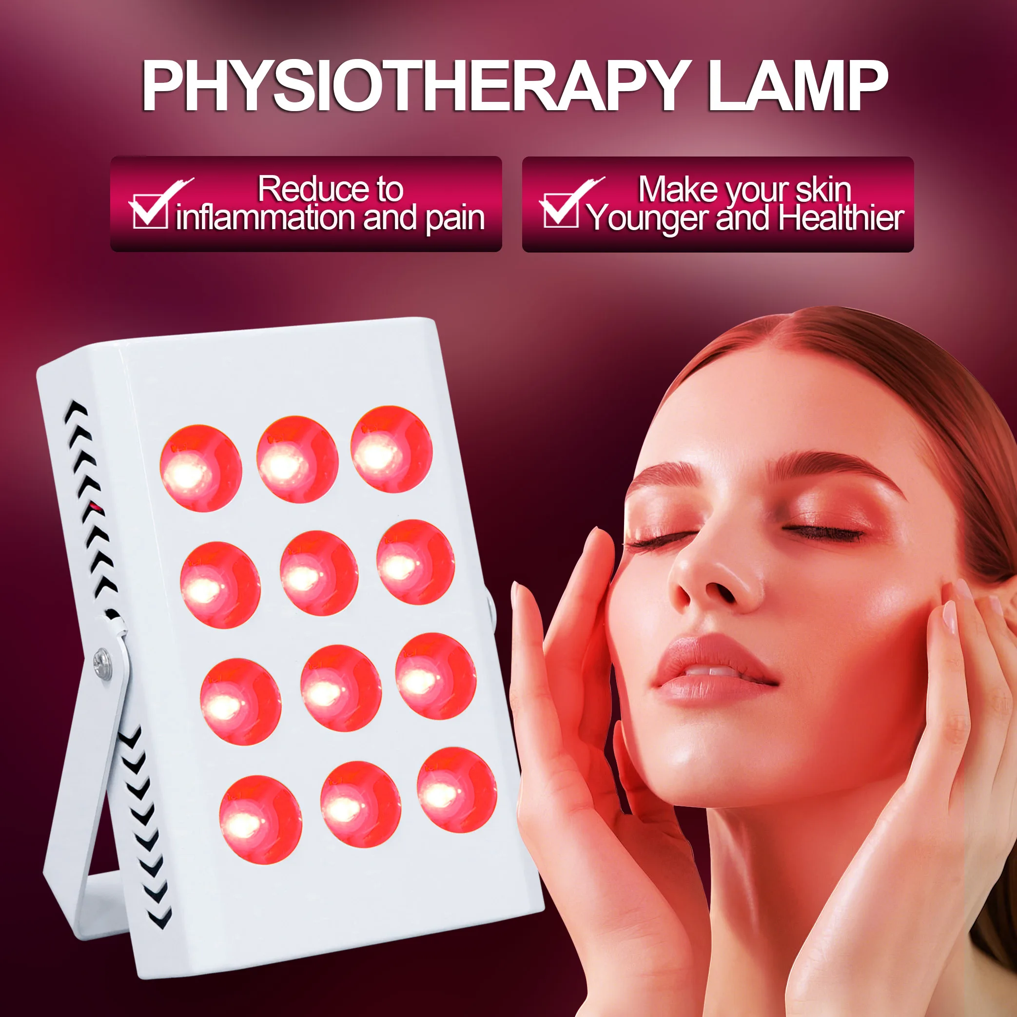 

2 устройства для инфракрасной терапии с 12 светодиодами, панель для лечения красным светом, инфракрасная терапевтическая лампа, светодиодное устройство для косметических процедур