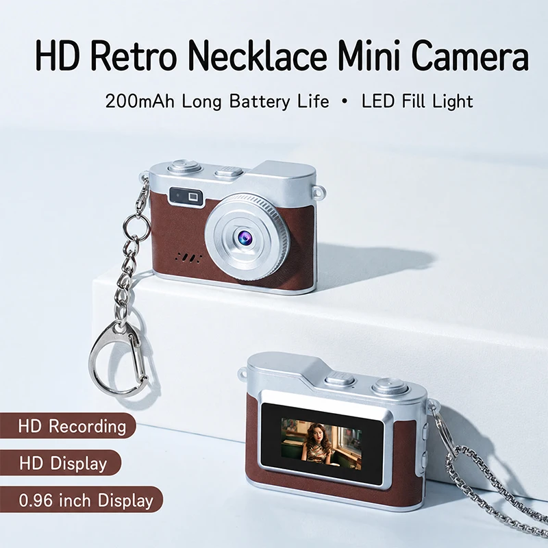 Mini Camera Keychain Retro Aesthetic Digital Point Shoot Camera for Teens Pocket Vintage 1080P Camera Birthday Gift Kids Friends