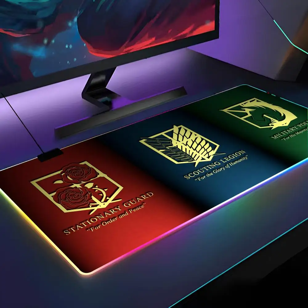 進撃の巨人マウスパッド-rgb-バックライト付きマウスパッドラップトップマウスパッドラップトップゲーマーコンピュータデスクゲームアクセサリー