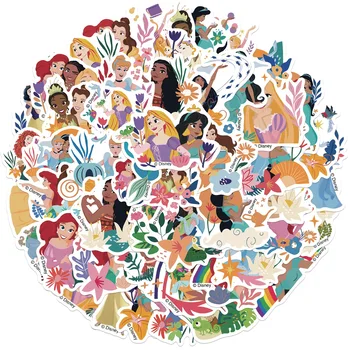 50PCS Disney Princess Stickers Anime Movie Decal Skateboard Laptop moto chitarra Cute Kawaii Cartoon Sticker Pack giocattolo per bambini
