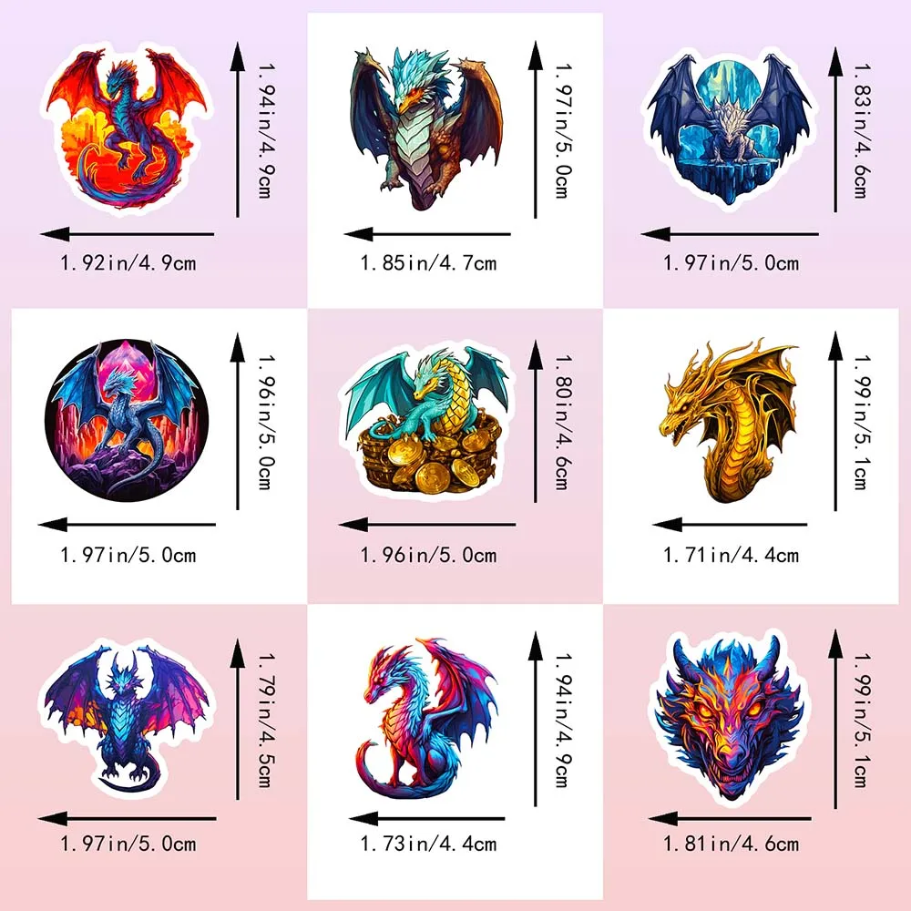 10/50Pcs Cartoon Cool Fire Wings Dragon Varied Stickers Pack for Kids Travel Luggage Notebook Laptop Decoration Graffiti Decals