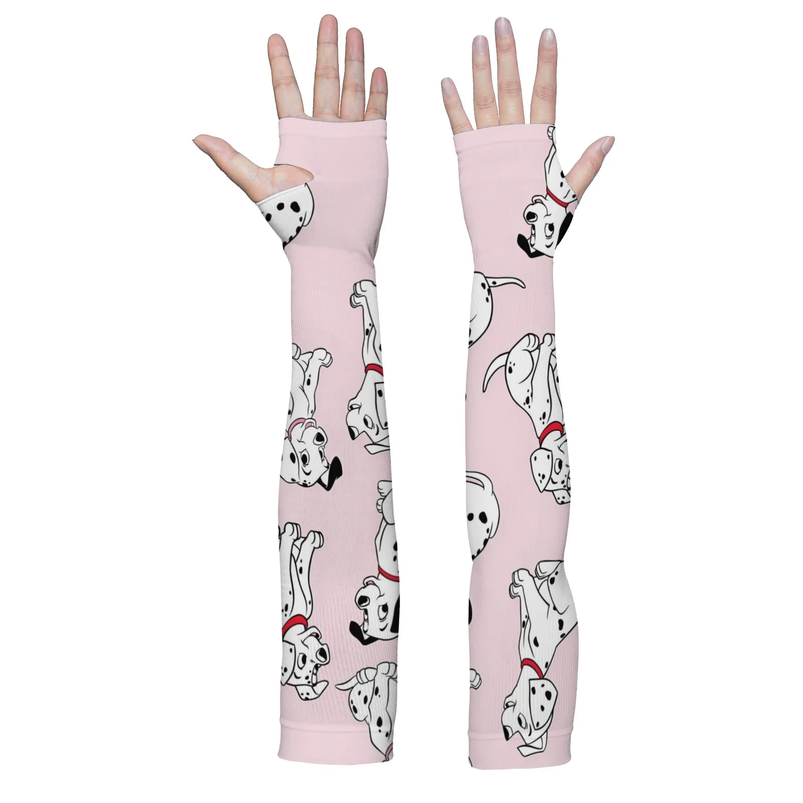 

Рукава с мультяшным принтом Dalmatian Kawaii — дышащая защита от ультрафиолета из розового ледяного шелка для ежедневных приключений на свежем воздухе для родителей и детей