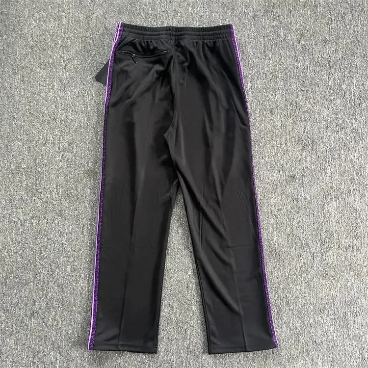 Flash Purple Edge Woven Sports Pants With Casual Drawstring Straight Leg Pants, Versatile For Men And Women