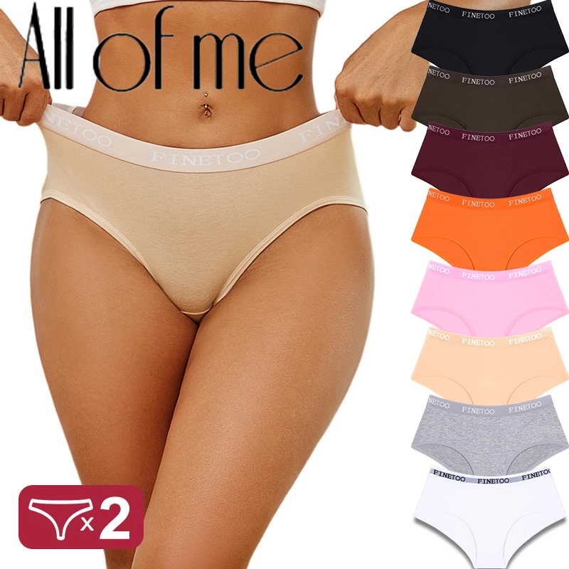 FINETOO 2Pcs/Set Sexy Hip Lifting Triangle Pants Pure Cotton Triangle Pants Low Waist Underwear FINETOO Brand Underwear 8 Colors