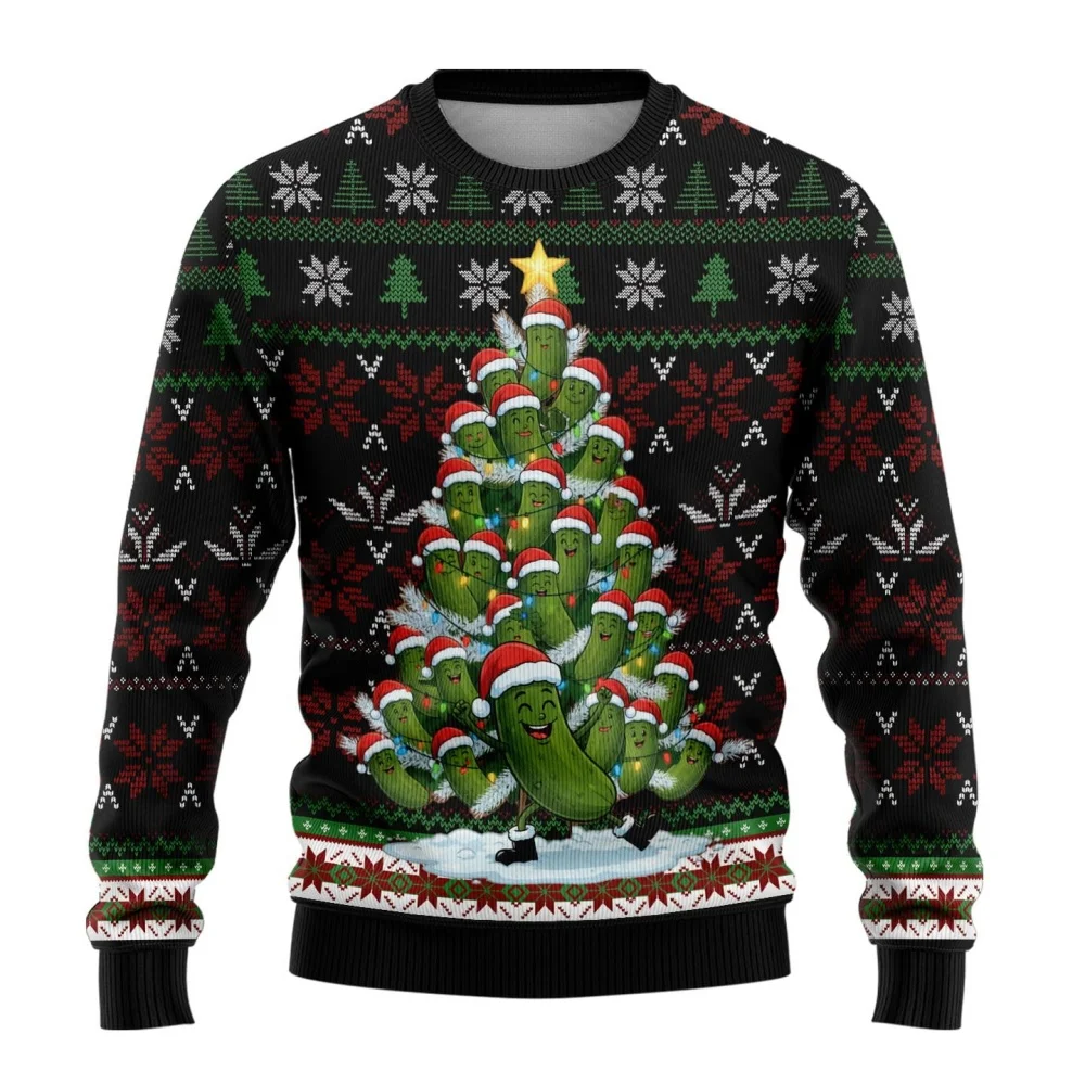 مضحك الكرتون المخلل حزب القبيح عيد الميلاد سترة للنساء الرجال الملابس Harajuku أزياء رجالي البلوز عطلة البلوز البلوزات