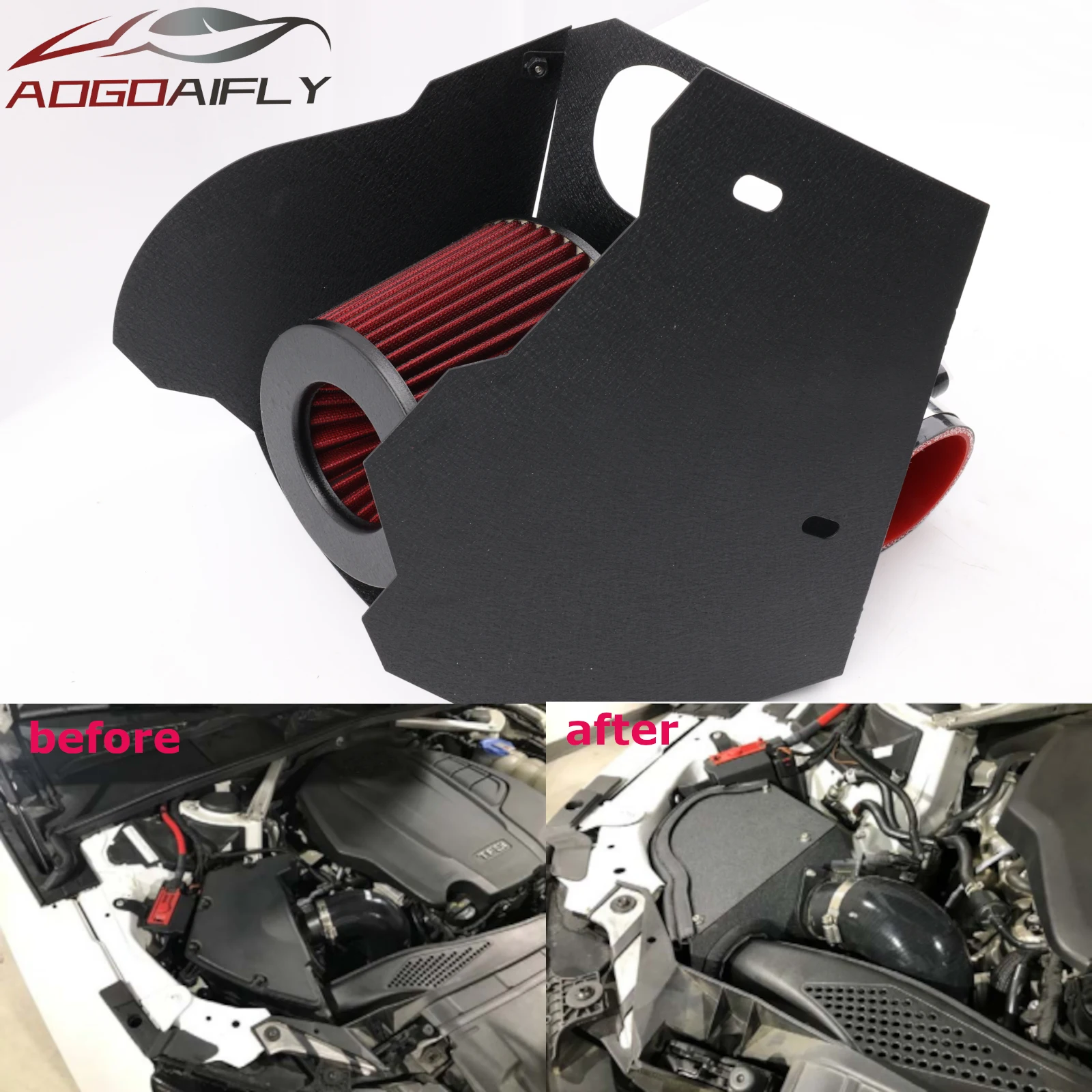 factory supply A4 B9 Cold Air Intake Kit include Dry Filter+Heat Shield for 2015+ Audi A4 B9 2.0T 40 TFSI