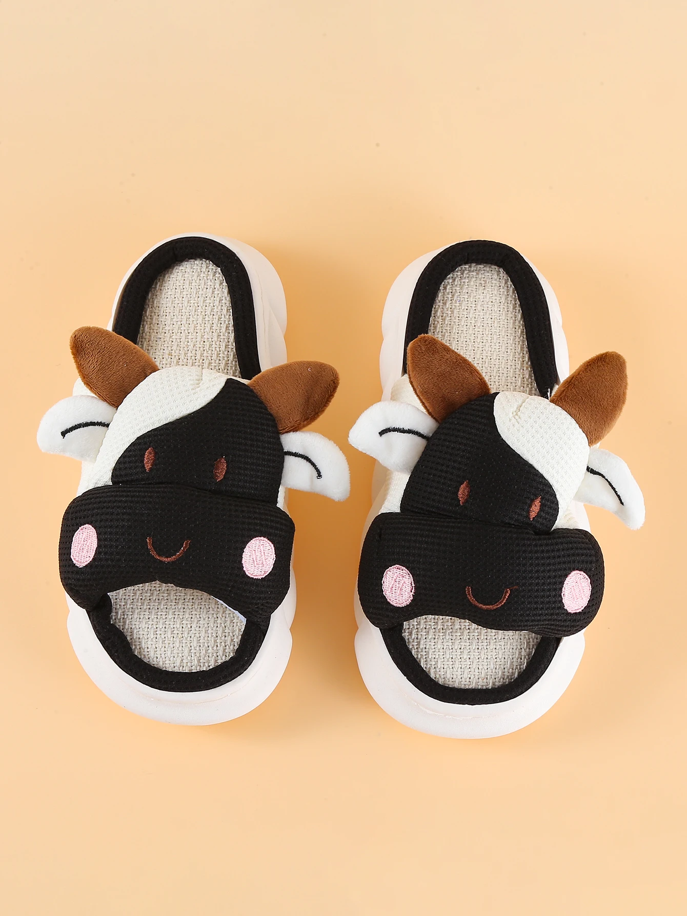 New three-dimensional cow shape women's size spring and autumn slip-on comfortable flat-soled indoor slippers espadrille cool ho