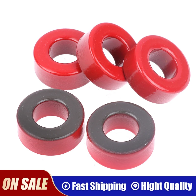 5Pcs 27*14*11 Mm 10μo T106-2 Iron Ferrite Toroid Cores For Inductors Iron Powder Core Red Ring Low Permeability