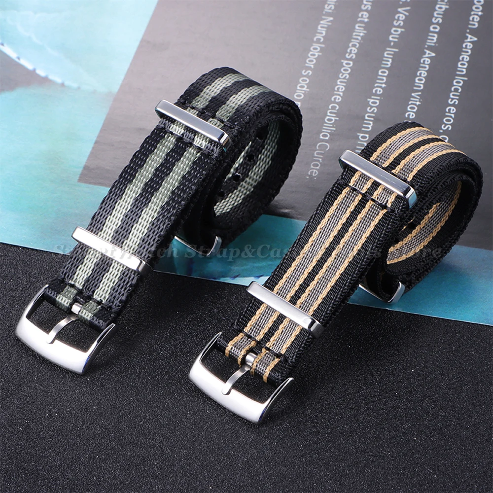 

Watch Straps 20mm Nylon Watchbands for Omega 007 for Seamaster 300 One Loop Army Canvas Replacement Bracelets Sport Wristbelts