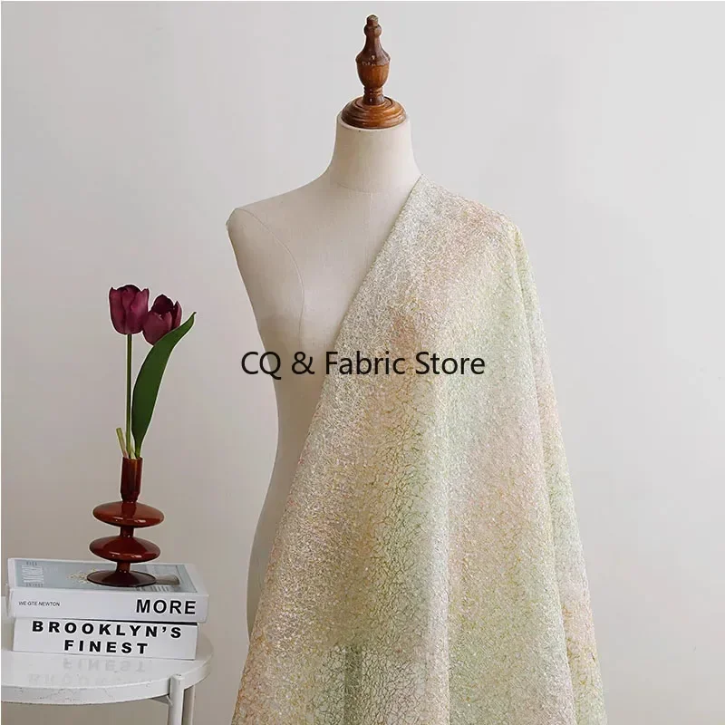 New Colorful Silk Thread Sequin Embroidery Organza Lace Fabric for Dress Designer Fabric
