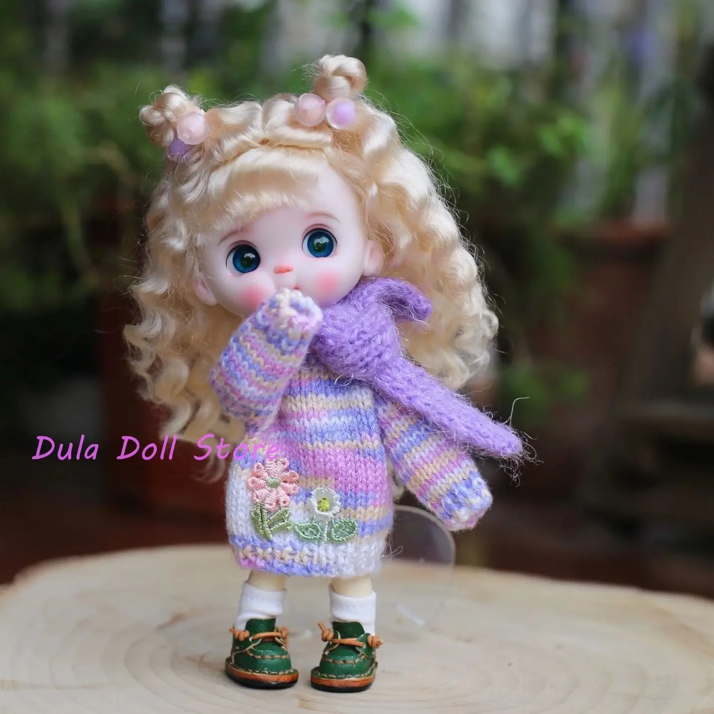 

Dula Doll Clothes Dress for Ob11 gsc Doll Mixed color rod needle sweater
