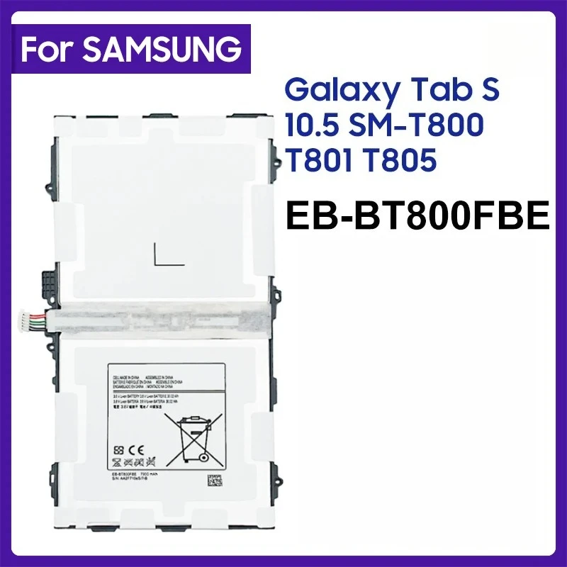 

EB-BT800FBE For Samsung Tablet Battery For Samsung Galaxy Tab S 10.5 T800 T801 T805 Authentic Replacement Battery 7900mAh