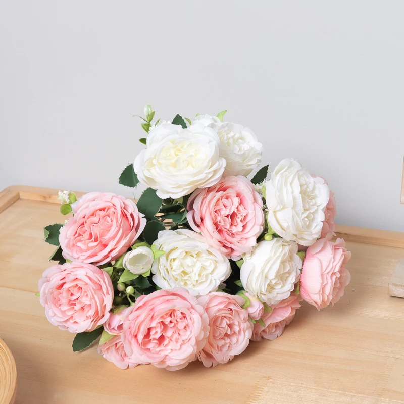 1 قطعة باقة الزهور الاصطناعية الحرير الفاوانيا لطاولة غرفة المنزل عيد الميلاد حفل زفاف ترتيب ديكور الحديقة في الهواء الطلق #6