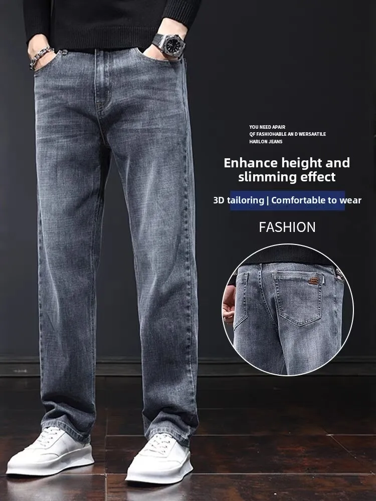 Elastic Casual Jeans Men's Large Size Loose Straight Workwear Long Pants Wear Resistant Labor Protection Trousers