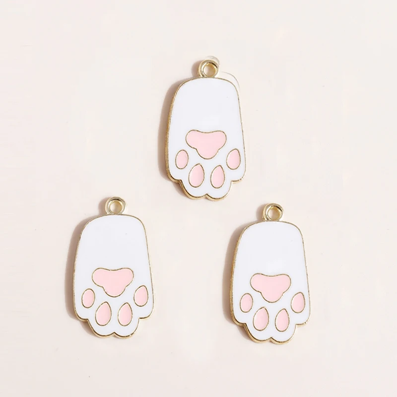 Leslie 10 Stück Kawaii Cartoon rosa Pfote Hundepfote Anhänger Charms für handgemachte DIY Ohrringe Armbänder Schmuckherstellung Zubehör – Detail 2