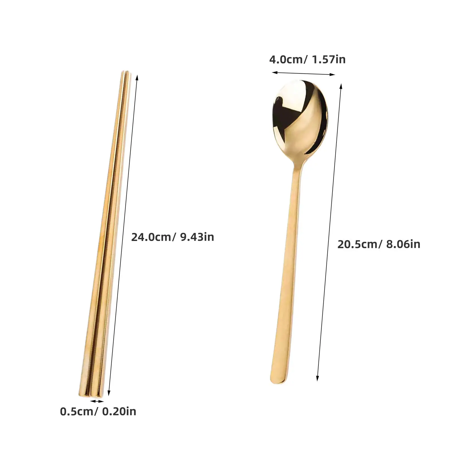2Sets Chopsticks And Spoon Set For For Home Thanksgiving Dinner Korean Stainless Steel Non-deformable Hollow Heat