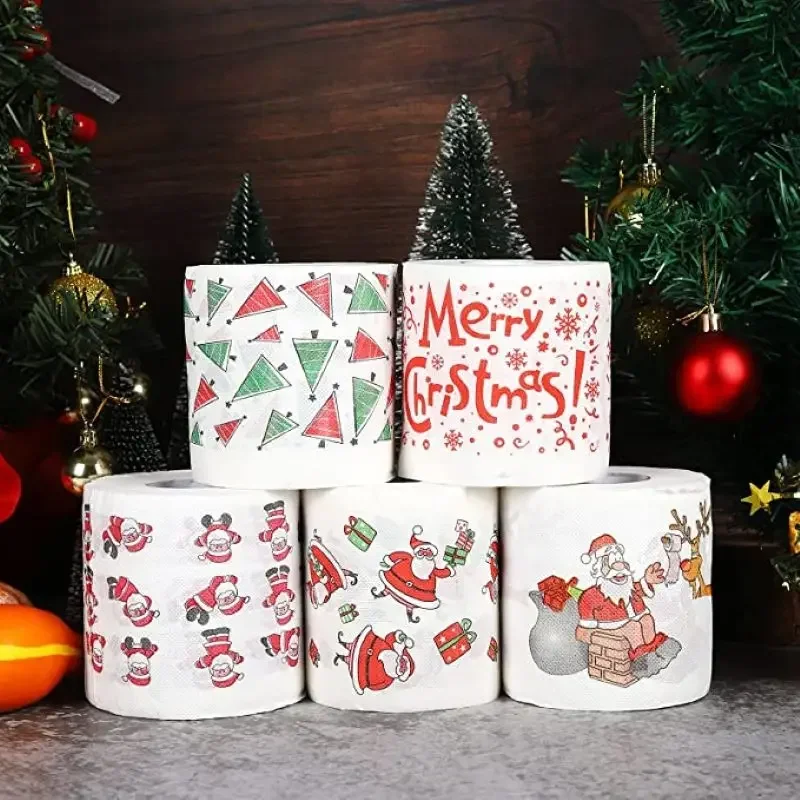 Christmas Toilet Roll Paper Home Santa Claus Bath Toilet Roll Paper Christmas Supplies Xmas Tissue Roll Home New Year Decoration view 2
