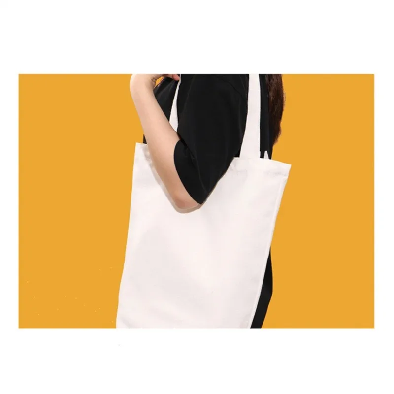 Canvas Bags Cotton Zipper Shopper Bag Folding Portable Shopping Bag Canvas Tote Bag Reusable Shopping Bags