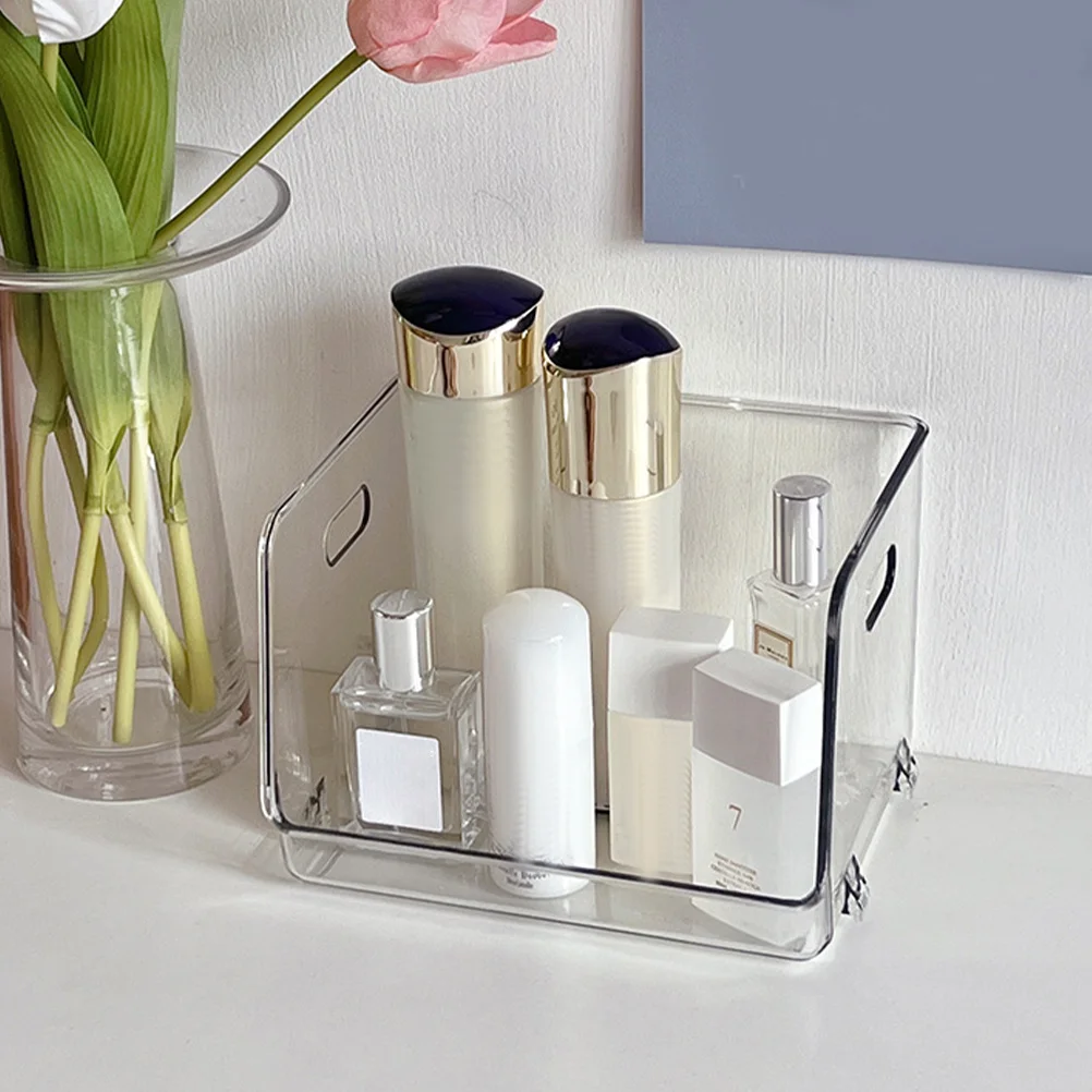 

2Pcs Transparent Storage Box Stackable Desktop Organizer for Makeup Skincare Supplies Home Office Cabinet Clutter Clear