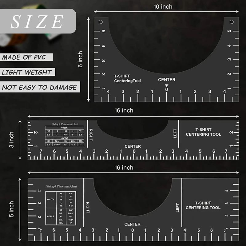 T-Shirt Centring Alignment Tool,T-Shirt Template T-Shirt Placement Guide Ruler,T-Shirt Making Measuring Tool For DIY