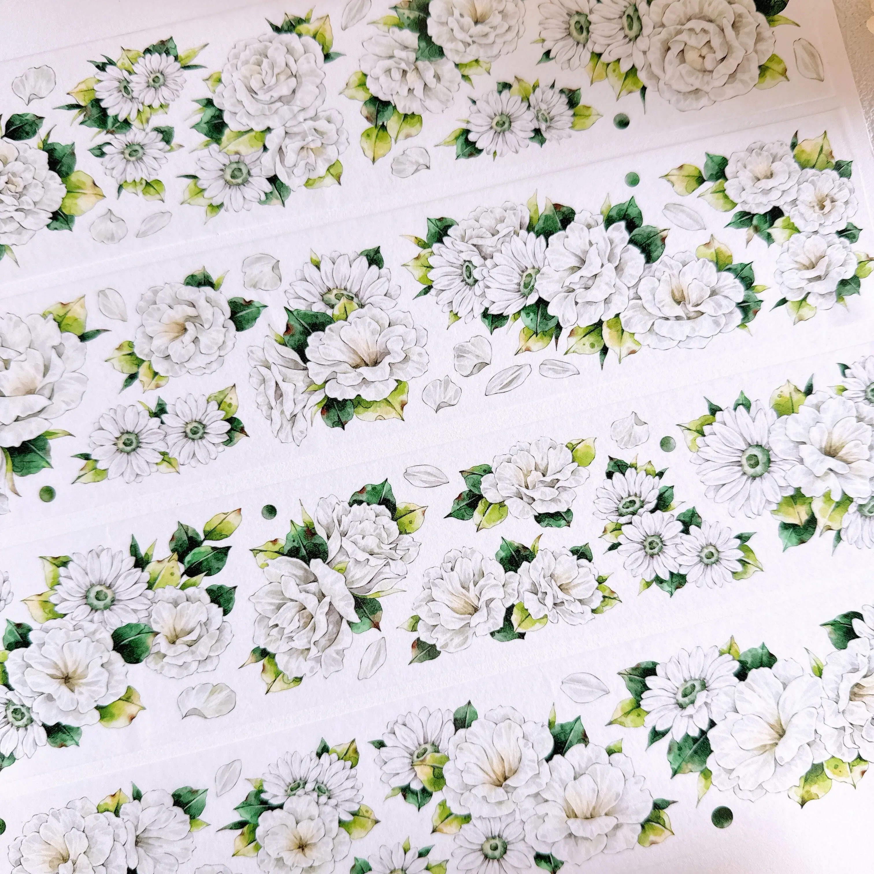 

Декоративная лента Washi Pet Tape [Green Pretty] с маленькими свежими зелеными цветами для оформления дневников