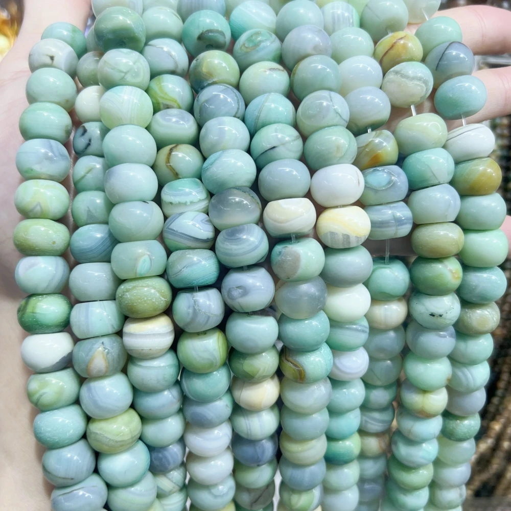 

10x14MM 2Strands Large Green Fire Agates Rondelle Nugget Beads For DIY Jewelry Making MY230856