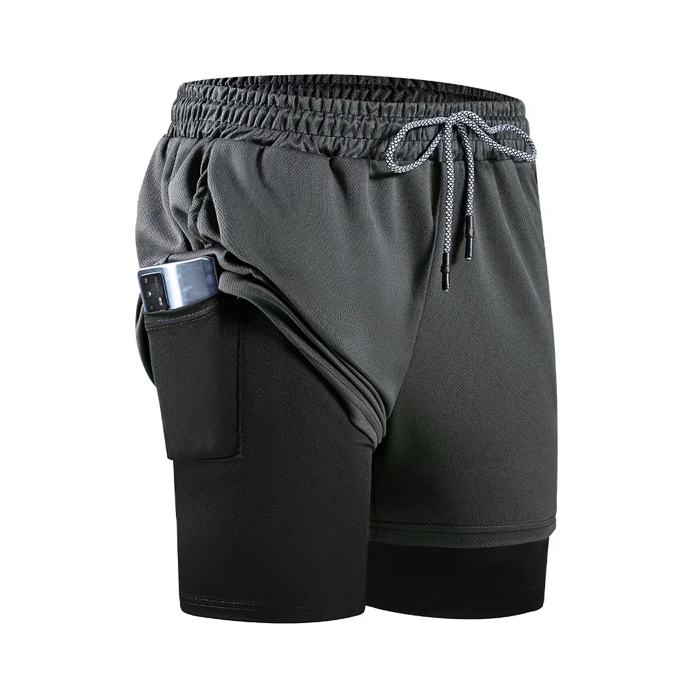الرجال ضغط رياضة الجري السراويل الرياضية 2 في 1 سريعة الجافة تجريب التدريب رياضة اللياقة البدنية الركض سراويل قصيرة الصيف الرجال السراويل