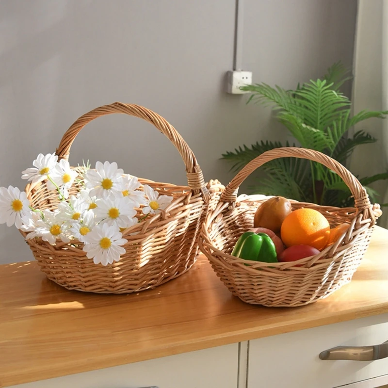 Keranjang Roti Rotan Tempat Penyimpanan Kapasitas Besar untuk Buah dan Sayuran