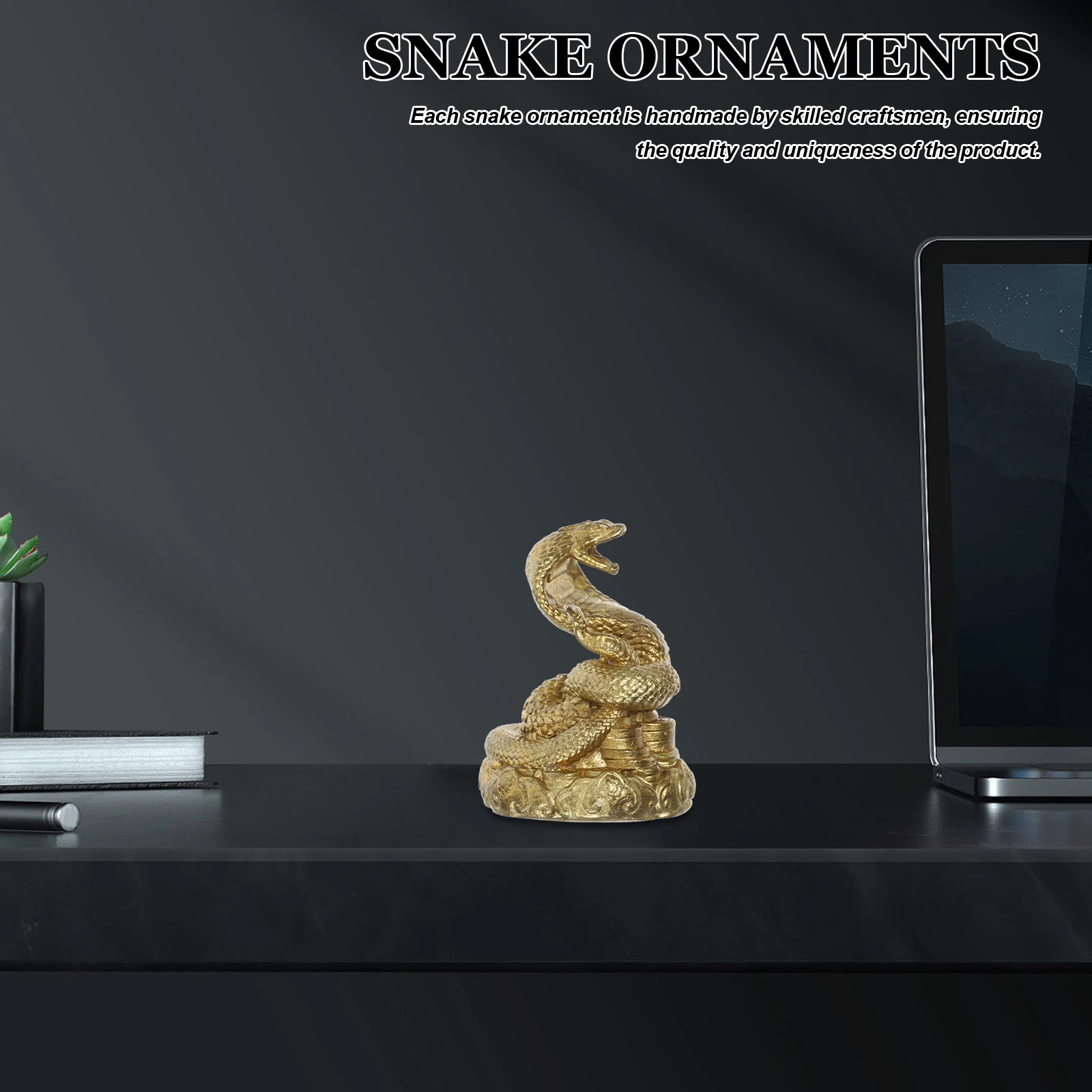 

Brass Snake Statue Small Sculpture Ornament Metal Figurine Decor Craft Home Office Car Garden Tea Ceremony