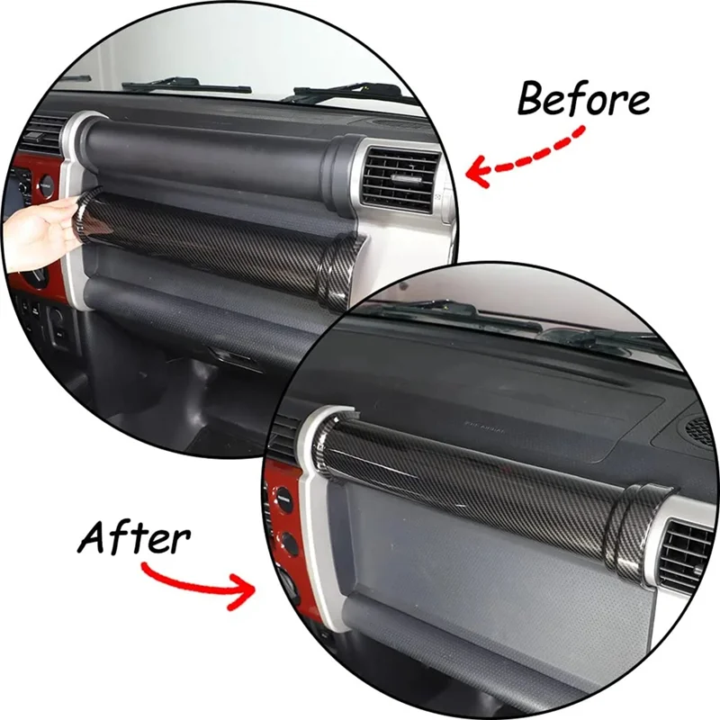 Classic Center Console Dashboard Cover Frame Trim for Toyota FJ Cruiser 2007-2021 Accessories, ABS Carbon Fiber