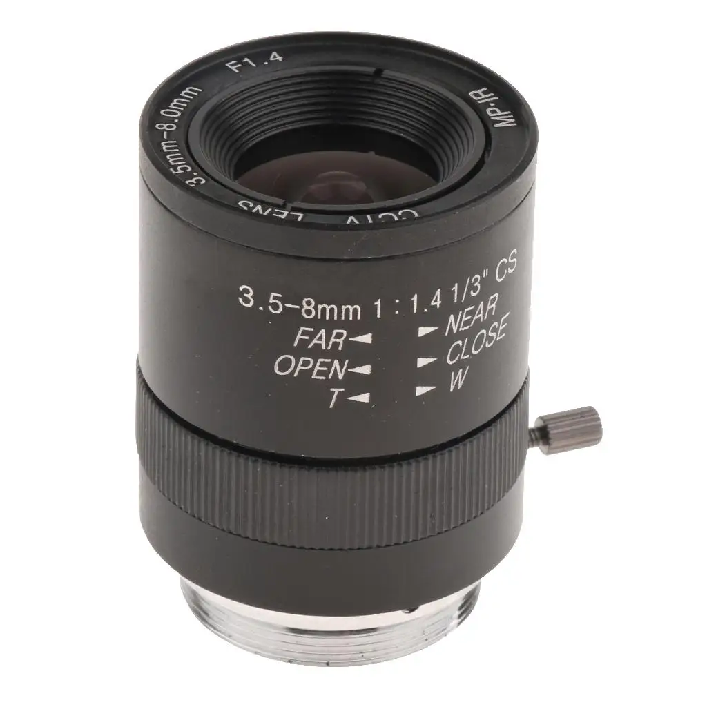 3.5MM-8mm 3MP F1.4 (ล้านพิกเซล) varifocal เลนส์กล้องถ่ายรูป CS mount คู่มือ