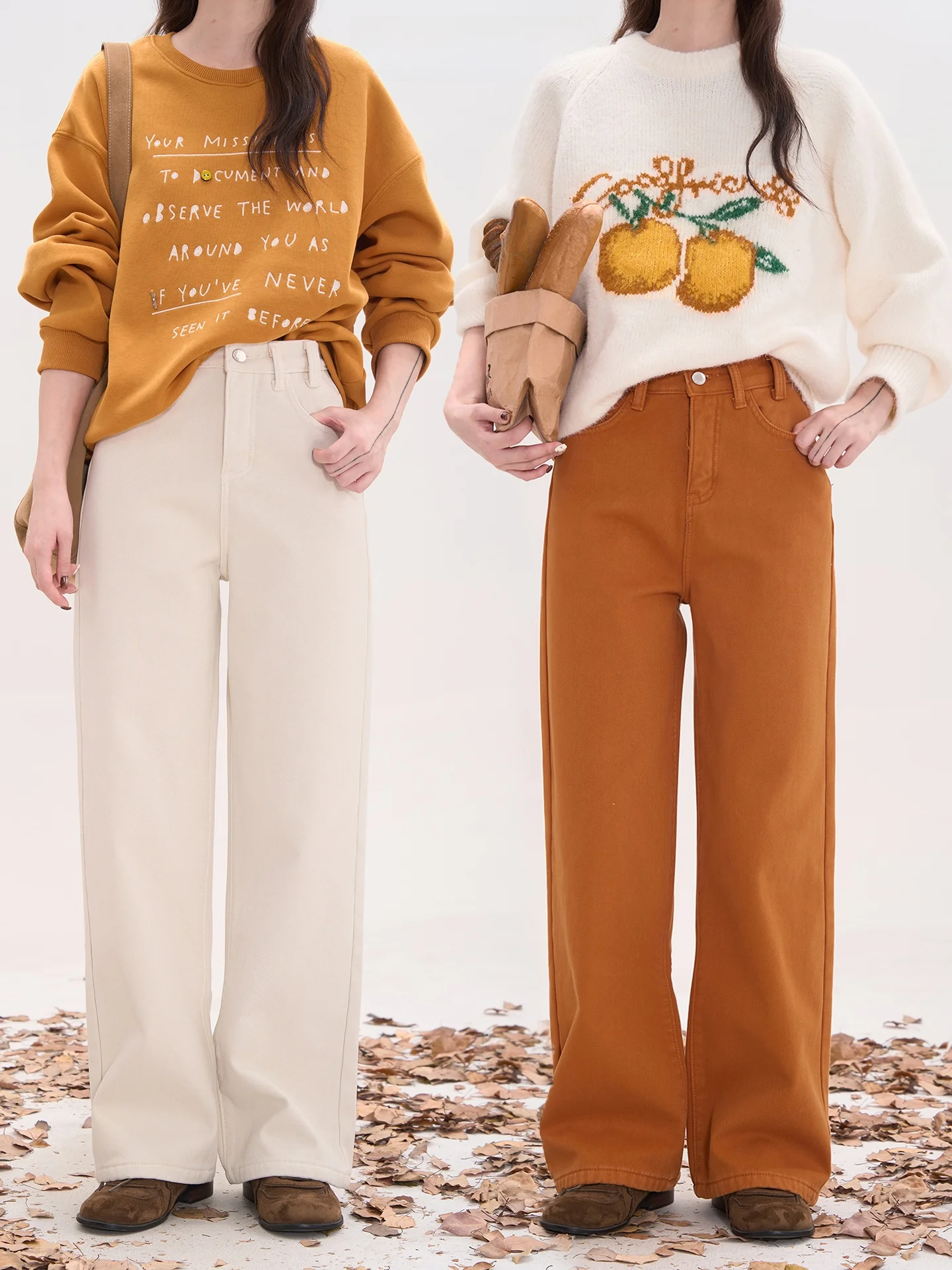 

Теплые зимние женские джинсы свободного кроя с широкими штанинами и прямым силуэтом, повседневные, в стиле кэжуал