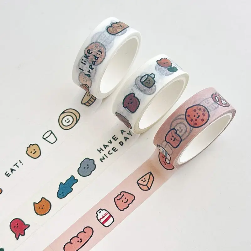 

Custom. Custom Ins Korean Cute Cartoon Simple Fish Bread Washi Tape Tear-off Journal Tape Stickers
