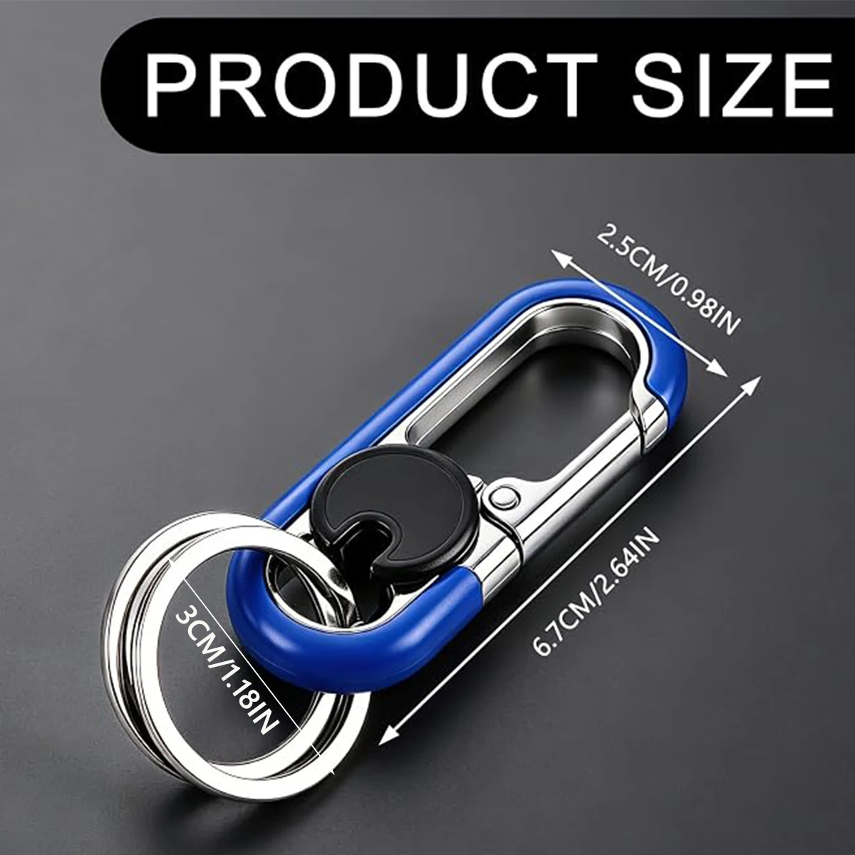 3 Pcs Business Style Double Ring Waist Mounted Keychains (one of each color) Suitable for Bags Accessories, Car Key and Gifts