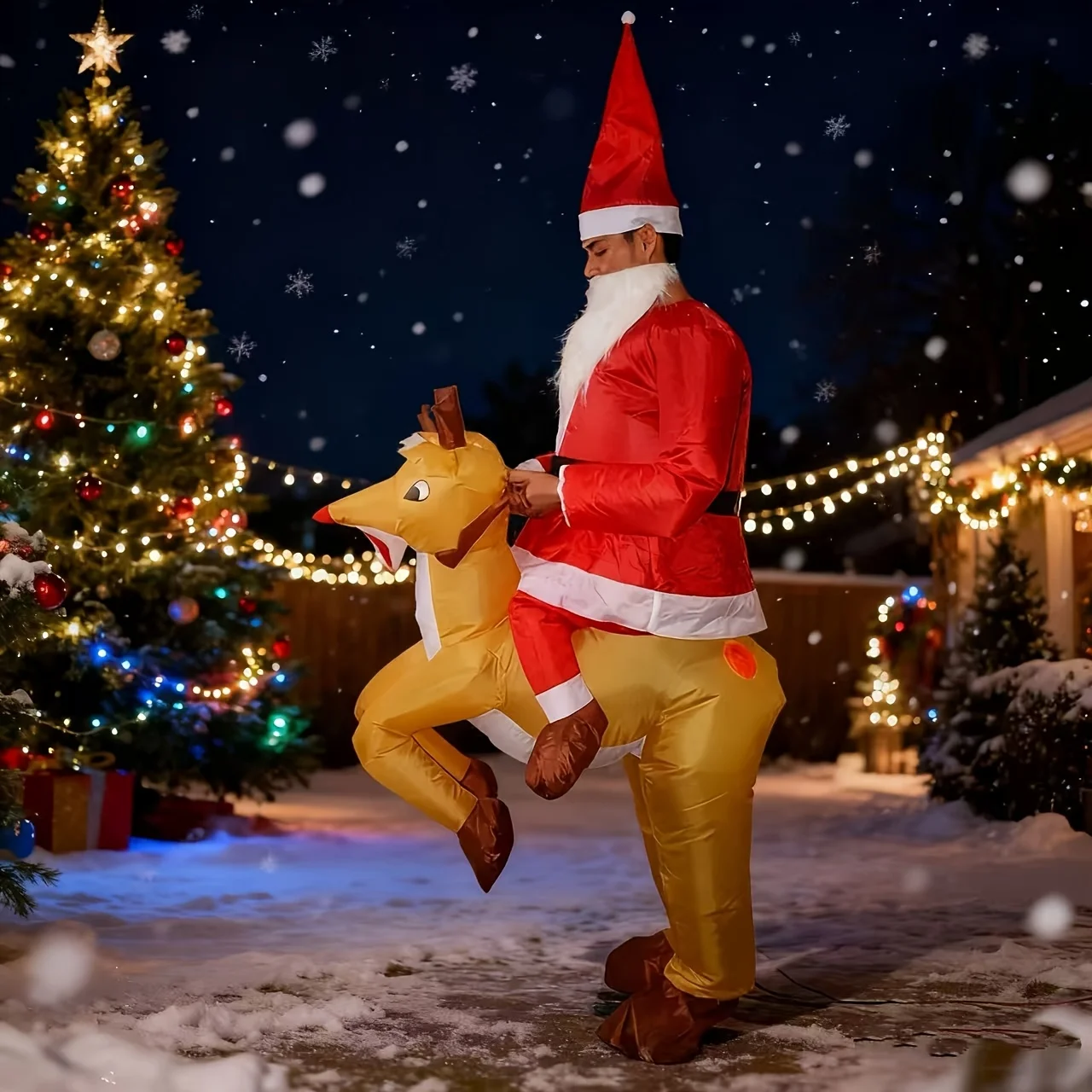 نفخ الرنة زي تفجير الأيائل الغزلان زي سانتا كلوز دعوى للحزب تأثيري هالوين عيد الميلاد موكب كرنفال عيد الميلاد #3