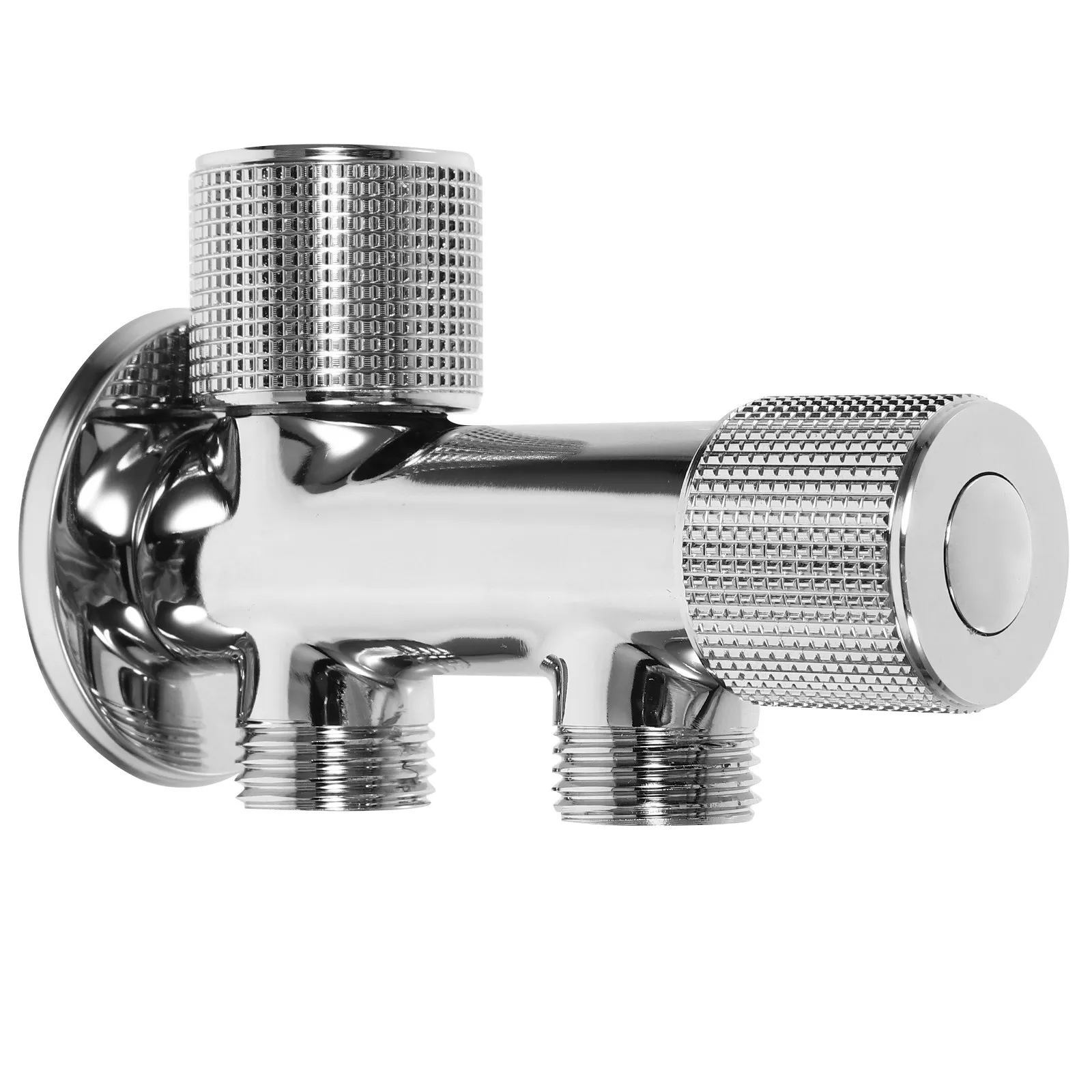 Double Switch Valve Faucet Sink Kitchen Bathroom Silver Stainless Steel Water Shutoff Valves Angle Stop Ceramic Core Easy