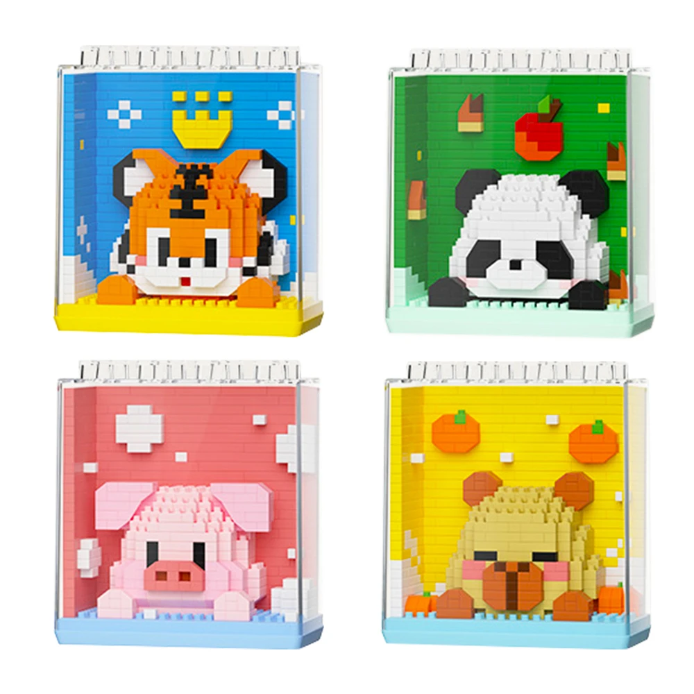 كتلة الحيوانات اللبنات كابيبارا النمر البطريق لعبة تعليمية هدية التفاعل بين الوالدين والطفل الجذعية لعب للتعلم للطفل