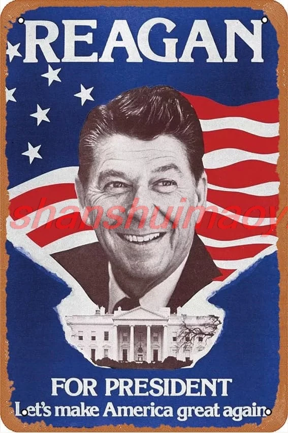 Ronald Reagan (1911-2004) Vintage Metal Tin Sign 12X8 Inch Poster Cafe Bar Office Art Wall Decoration SGH