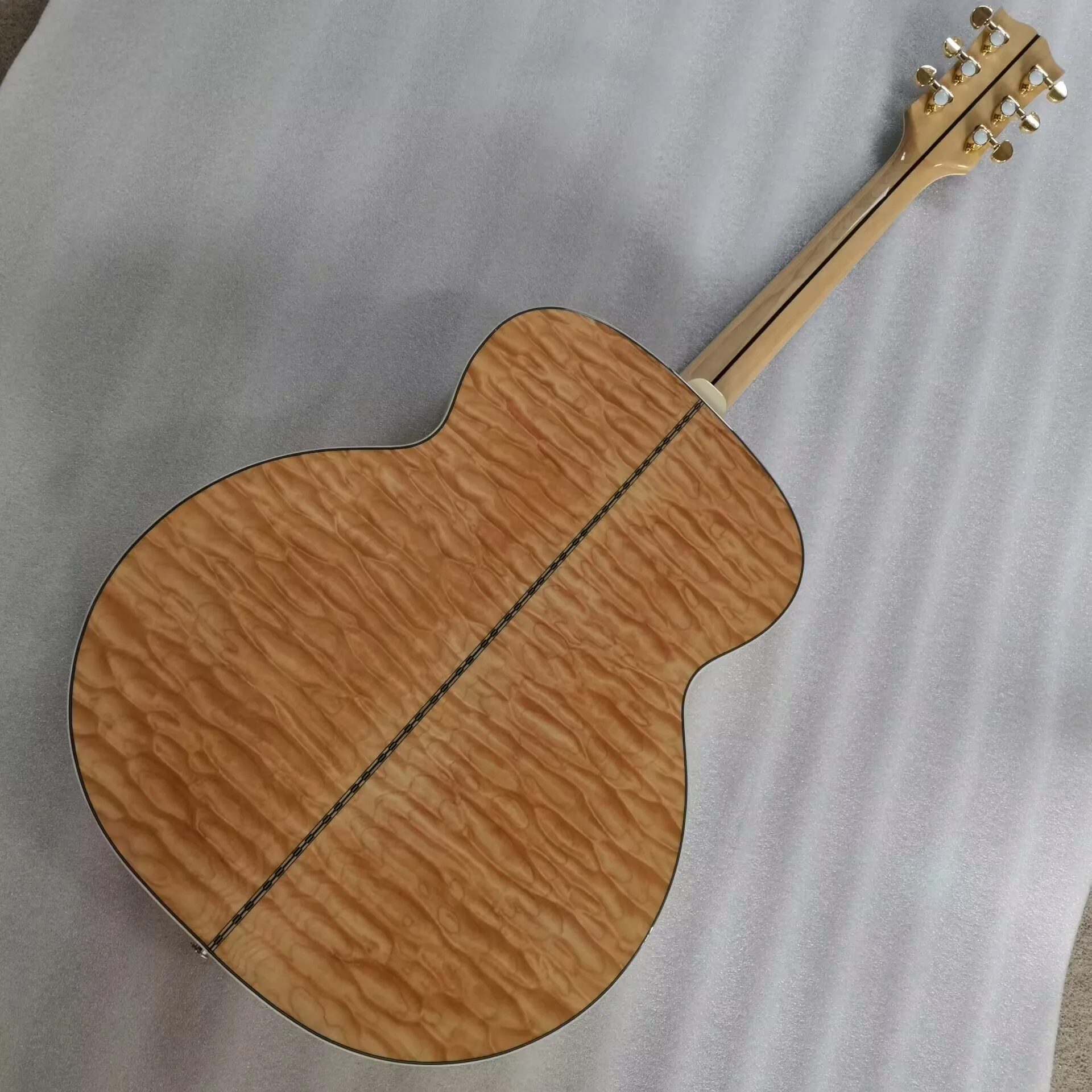 AAA quality natural wood guitar- quilted maple solid spruce jumbo- body 43 inches- 200 acoustic electric guitar