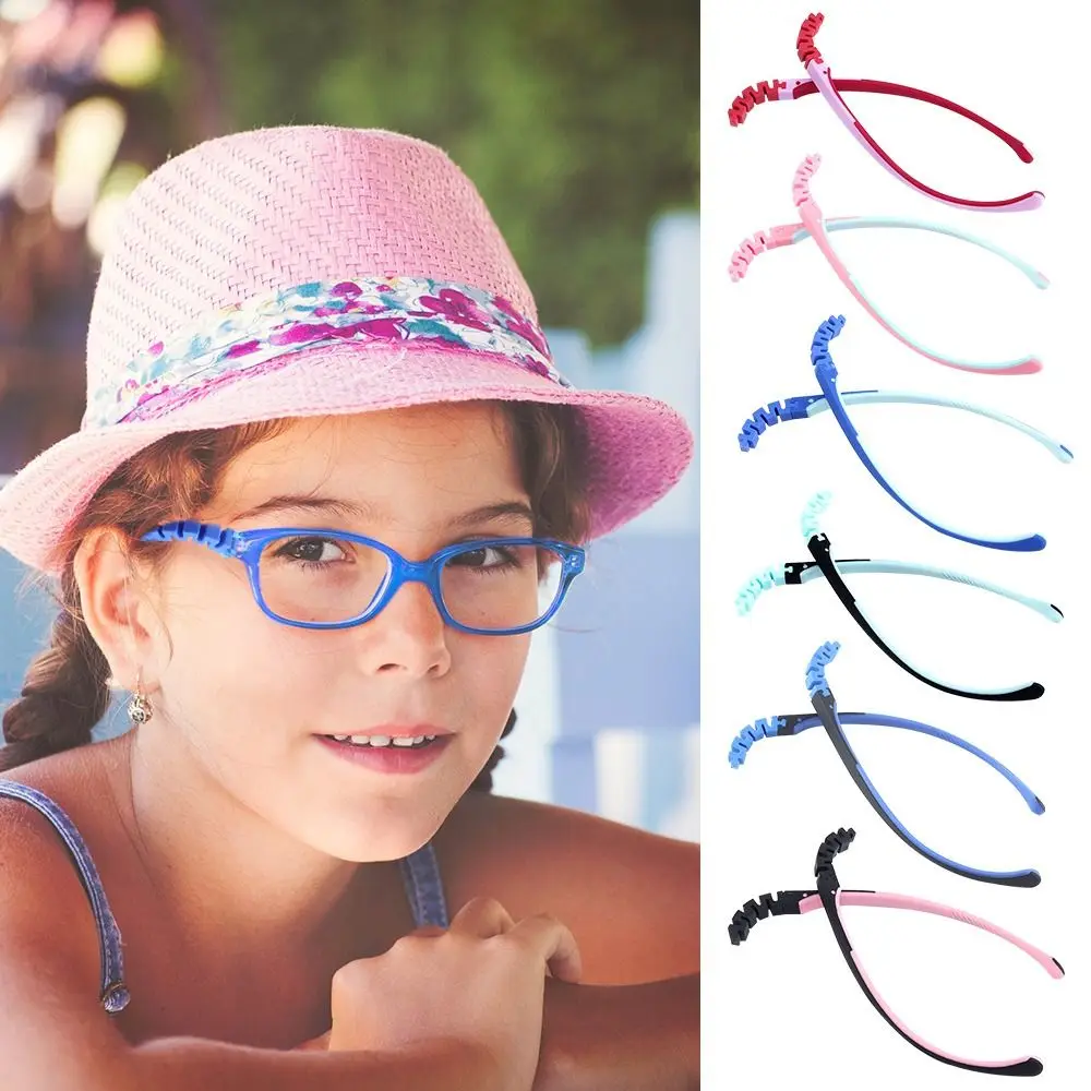 Children's Silicone Glasses Arm Snap-on Eyeglasses Leg Replacement Bicolor Silicone Anti-Slip Glasses Legs Accessories