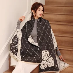 Brand Cashmere Winter Poncho Women Scarf Fashion Print Double Side Warm Pashmina Bufanda Shawl and Wraps Blanket Stoles Echarpe