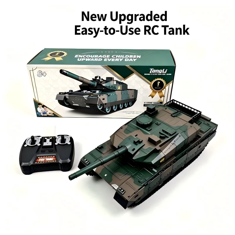 TONGLI Large RC Battle Tank Tracked Off-Road Vehicle, Rechargeable Battery, Multi-Channel Control, Turret Rotation & Elevation, Realistic Sound & Light Effects, All-Terrain Driving, Battle Interaction, Indoor & Outdoor Use, Gift RC Tank