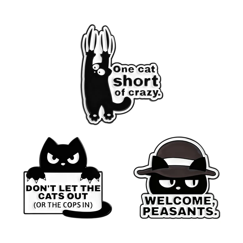 Милый-черный-кот-брошь-«Добро-пожаловать-крестьян»-эмалированные-булавки-один-кот-короткие-сумасшедшие-броши-значок-на-лацкане-для-рюкзака-ювелирное-изделие-подарок-для-друзей