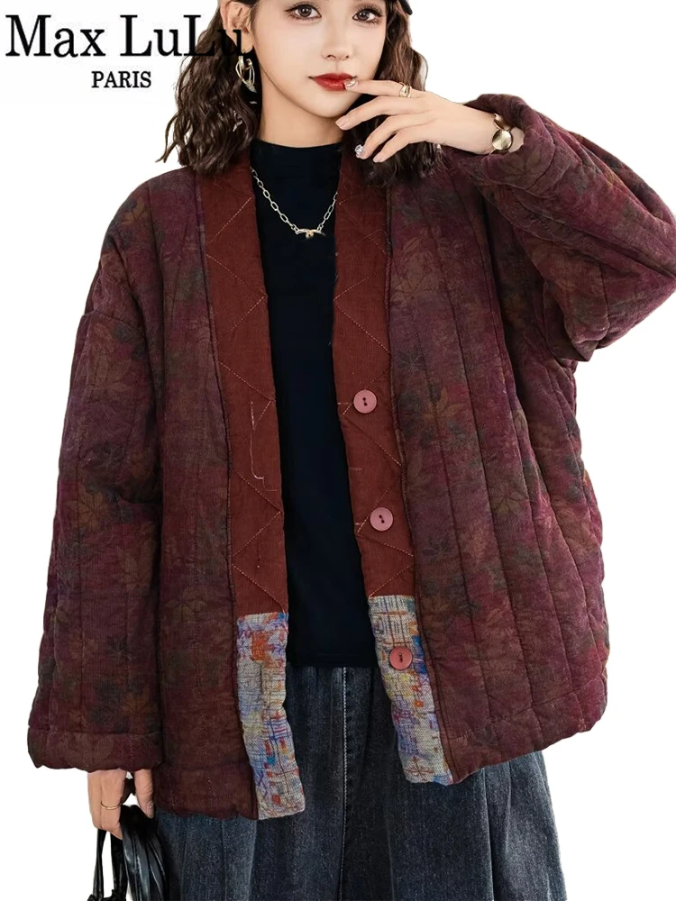 Max LuLu Fashion Winter Casual Women Padded Jeackets Printed Classic Vintage Parkas Womens Oversized Thicken Warm Loose Coats